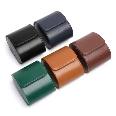 Wholesale Watch Box High-Quality PU Leather Travel Anti-Fall Women Men Durable Single Watch Roll with Snap Closure