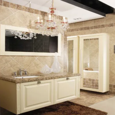 Balom Custom Modern Luxury Cream White Durable Bathroom Vanity with Wood Countertop & Mirror Cabinet