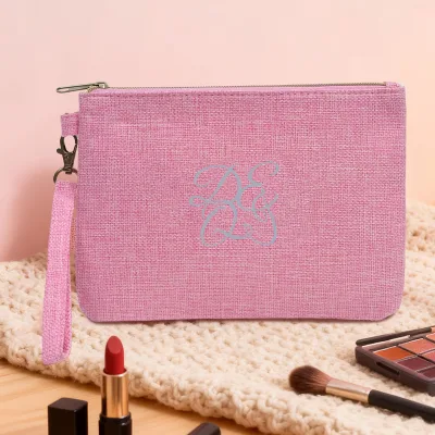 Linen Clutch Style Makeup Bag Soft Comfortable with Handle Travel Toiletry Eco Friendly Cosmetic Bags