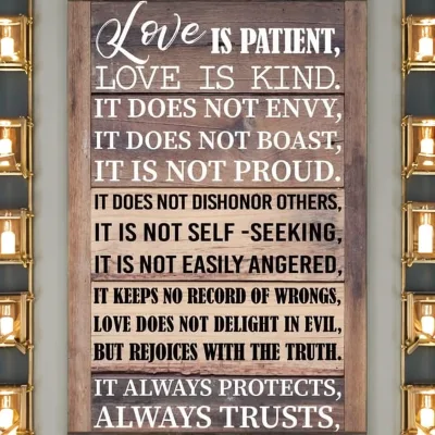 1 Corinthians 13:4-8 for Is Patient Kind Modern Farmhouse Hanging Wood Sign Bible Verses Christian Gift Office/Wood Wall Decor