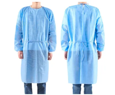Unisex Disposable Medical Plastic Gowns Fluid Resistant Isolation Aprons Printed PP Uniforms Visit Gown Robe for Hospital Use
