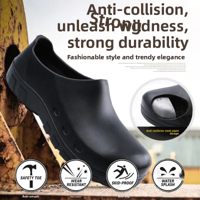 DIN Certified Kitchen Hospital Lab Clogs Non-Slip Waterproof Lightweight Breathable Chef Nursing Protective Work Footwear