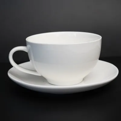 Espresso Porcelain Coffee Cup Set Plain White Ceramic Cup and Saucer Set