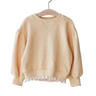 Winter Girls Cotton Soft Comfortable Lace Net Version Simple Sweater Long Sleeve Thick Kid Warm Latest Casual Swestshirt