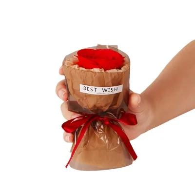 Factory Mini Single Rose 9CM Soap Flower Bouquet with Hand Gift with Very Small Bouquet