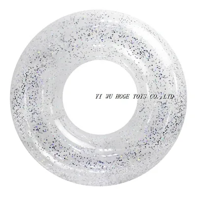 Portable Custom Glossy Crystal Pvc Transparent Swim Ring with Glitter Inside