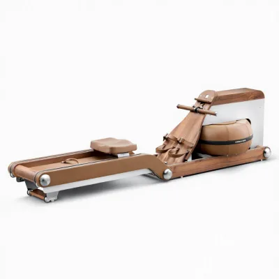 Premium Solid Walnut Water Rowing Machine Genuine Leather Seat Silent Water Resistance Commercial Use Indoor Full-Body Rower
