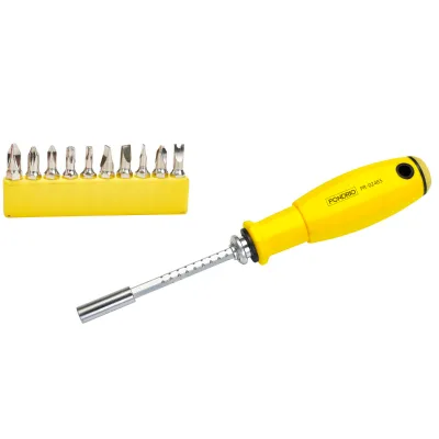 Durable Industrial Chrome Plastic Handle Magnetic Screwdriver Set with Anti-Slip Grip 11-Piece for Electrical Repair