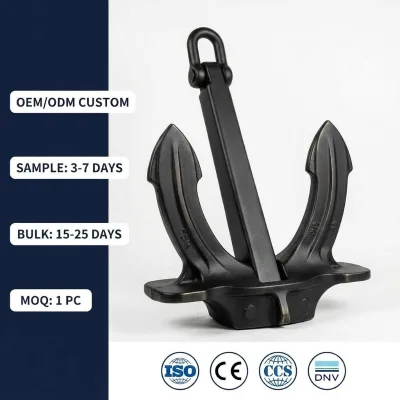 HLM Heavy Duty Black Marine Admiralty Stockless Ship Hall Anchor