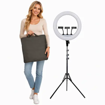 60W 110V-240V Plastic LED Ring Light 1.6M Stand Adjustable Color Temperature 3200K-5500K Dimmable for Photography