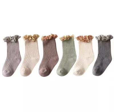 Wholesale Children's Soild 100% Combed Cotton Women Baby Socks Cute Premium Quality Toddler Girls Socks With Ruffles