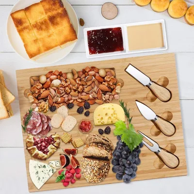 Cheese Board Set with Knife Fork Portable Food Safe