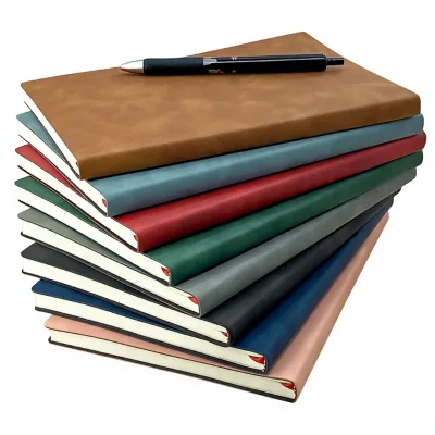 Thickened A5 Faux Leather Notebook Soft-Touch Finish Wireless Binding-Stylish Notepad/Diary for Study Business Customizable Logo