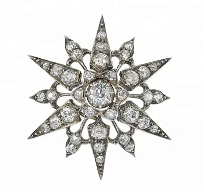 Customized Victorian Style Vintage Silver Crystal Star Brooch Pin With Antique - Exquisite Design OEM ODM Fine Jewelry Factory