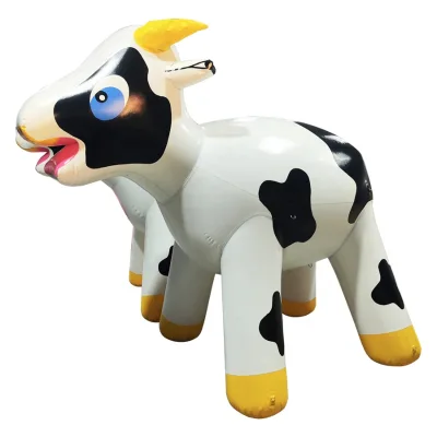 Cheap Life Size Inflatable Cow, Blow up Cow Milking Game with Bucket Can Be Used for Juice Drinks and Milk