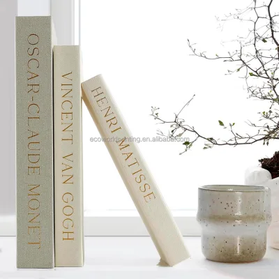 Wholesale Custom Printing Home Decor Set of 3 Linen Decorative Books Faux Book Box for Coffee Table
