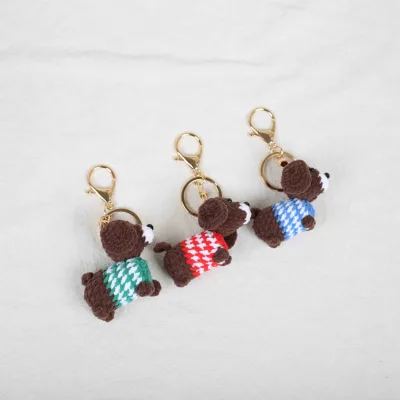Crocheted Lovely Dachshund Handmade Knitted Woven Animal Puppy Dog Keychain Key Ring for Women Girl Backpack Charm Pendants