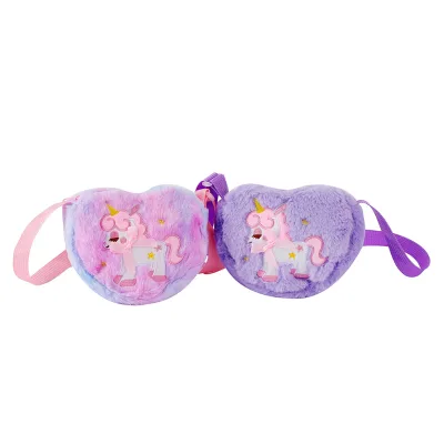 Children Cute Love Messenger Bag Girls Kindergarten Small Backpack Cartoon Horse Plush Shoulder Bag