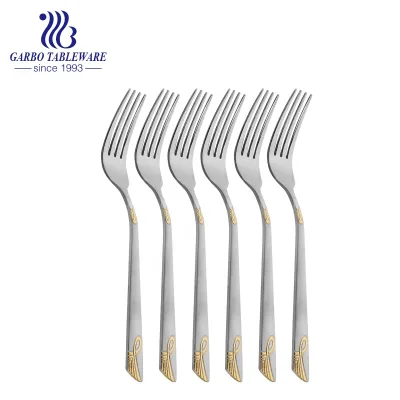 Wholesale Custom Golden Plated Luxury Arabic Flatware Stainless Steel Royal Cutlery Gift Dinner Serving 6pcs Dinner Fork