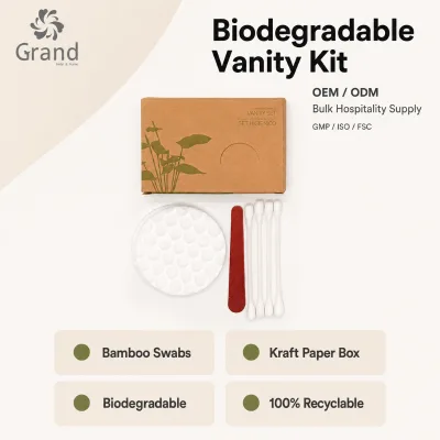 Recyclable Hotel Guestroom Kit Travel Toiletries Soap Toothbrush and Vanity Supplies for Sustainable Lodging