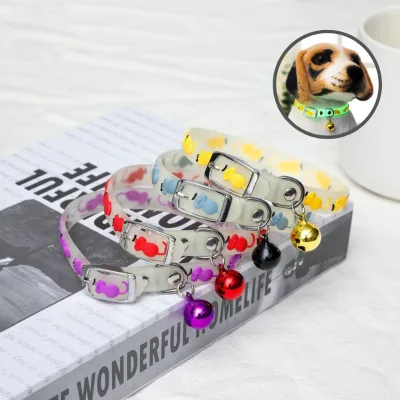 Hot Selling Dark Luminous Silicone Cat Collar Fluorescent Cat Bell Collar