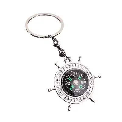 Multi-function Portable Waterdrop Compass with Metal Keychain for Outdoor Camping and Activities
