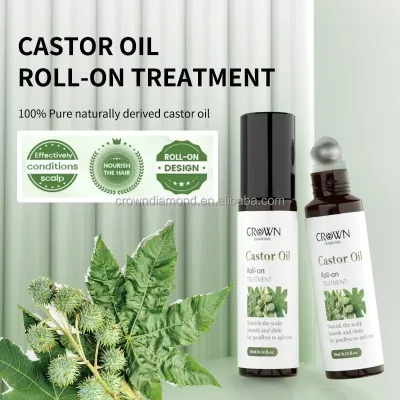Private Label 100% Pure Organic Castor Oil Hair Growth Serum Roller Ball Castor Oil Roll on Essence Oil