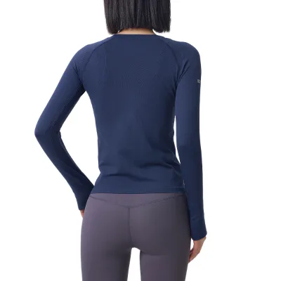 Fall/Winter: Round-Neck, Tight-Fitting, Highly Stretchy, Slimming, Long-Sleeve, Quick-Drying Running, Training, and Gym Wear