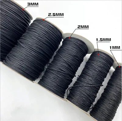 Wholesale Price Black 1mm Waxed Cotton Rope Round Waxed Thread Cord String for Clothing Accessories