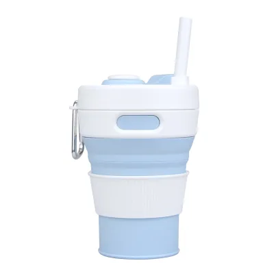 Collapsible Coffee Cup, Portable Folding Travel Mug, Silicone Pocket Cup with Straw and Lid for Travel