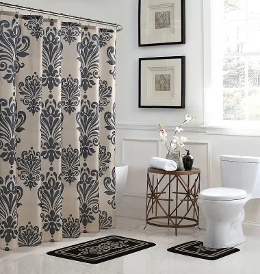 CF BS367 Polyester Shower Curtain Mildew Proof Durable Bathroom Screens Waterproof Shower Curtains With Bath Mat for Bathroom