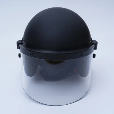 Civilian Security Event Use Matte Black Protective Safety Helmet with Clear Face Shield Breathable Cushioned Lining Neck Pad