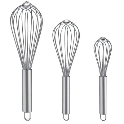 8/10/12 Inch Manual Stainless Steel Wire Egg Whisk Multifunctional Cream Butter Beater for Home Kitchen Baking Blending High