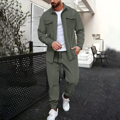 Men's Casual Set Spring/Autumn Fashion Long Sleeve Long Pants Two Piece Set Cardigan Set Men's Wear
