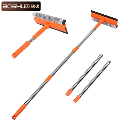 Window Washing Cleaner with Stainless Steel Handle Glass Door Wiper Squeegee Scraper with Spliced Poles