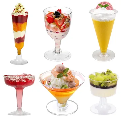 Square Disposable Plastic Cup for Mousse Cake Skew Pudding Jelly Tiramisu-for Home Gatherings Parties Weddings