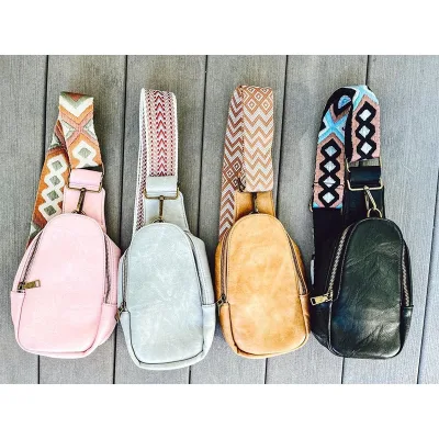 Unisex Leather Anti Theft Crossbody Sling Pu Bag Custom Sling Mini Bag for Women Men Leather Sling Bags