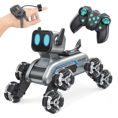 2.4Ghz Dual Remote Control Watch Control Robot Dog Intelligent Smart Robot Dog 8 Wheels RC Stunt Car With Light and Music