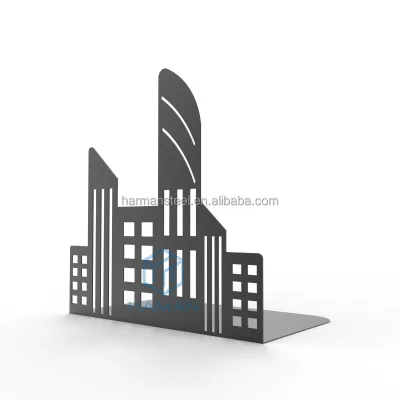 Customized Metal Bookends for Shelves Heavy Duty Study City Silhouette Book Stoppers Bookends Used on Desk Shelf Farmhouse