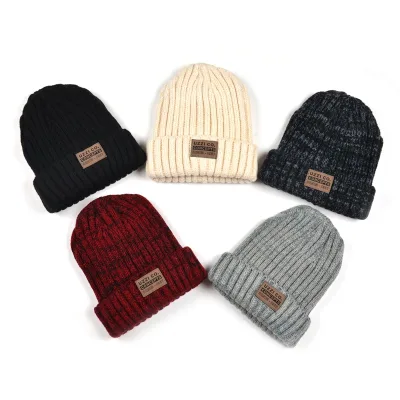 Custom Knitted 100% Wool Unisex Winter Beanies with Custom Logo Wholesale Outdoor Dad Hat