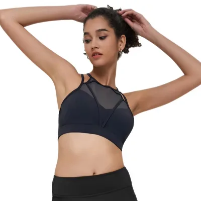 Women's Sexy Hollow Gauze Sports Bra New Breathable Jogging Fitness Gym Wear Shockproof Push-Up Yoga Bra for Running