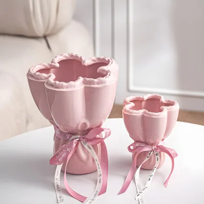 Wholesale Mini Flower Bouquet Shaped Ceramic Bottles Home Vase Decorations and Ornaments