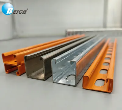 BESCA Certified Hot Dip Galvanized PV Mounting Rail, Heavy Duty C Channel Solar Panel Bracket, Weatherproof Solar Power Station
