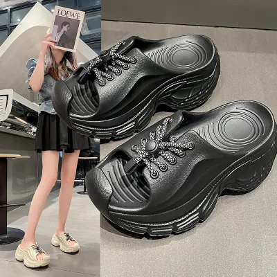 Summer New Platform High Heel slippers Women's Platform Height Increasing Beach Shoes Wedge Lazy Sandals