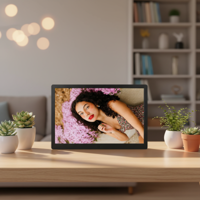 Top Sale Black 15.4 Inch Portable Use Digital Photo Frame Easy Setup to Play Photos and Videos