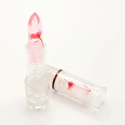 Customized Long Wear Makeup Vegan Lip Balm Temperature Lipstick Hydrating Flower Color Changing Lipstick With Flower Make up