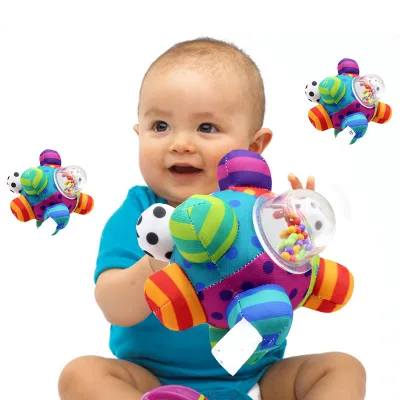 Baby Rattle Toys Fun Little Loud Bell Baby Ball Rattle for Toddle Ring Bell Plush Ball Education Learning Cotton Hand Grasp Ball