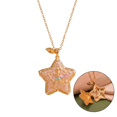New Fashion Star Open/Close Pendant with Enamel Doll Charm Long-lasting Color Retention Pendant Necklace