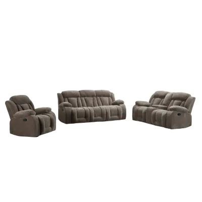Modular Recliner Sectional Sofa Genuine Leather with Massage and Cooling Features Remote Control Electric Three Seat