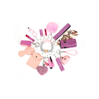 Wholesale Bling Diamond Self Defense Keychain Set Accessories Rhinestone Safety Keychain Set Wholesale Self Defense